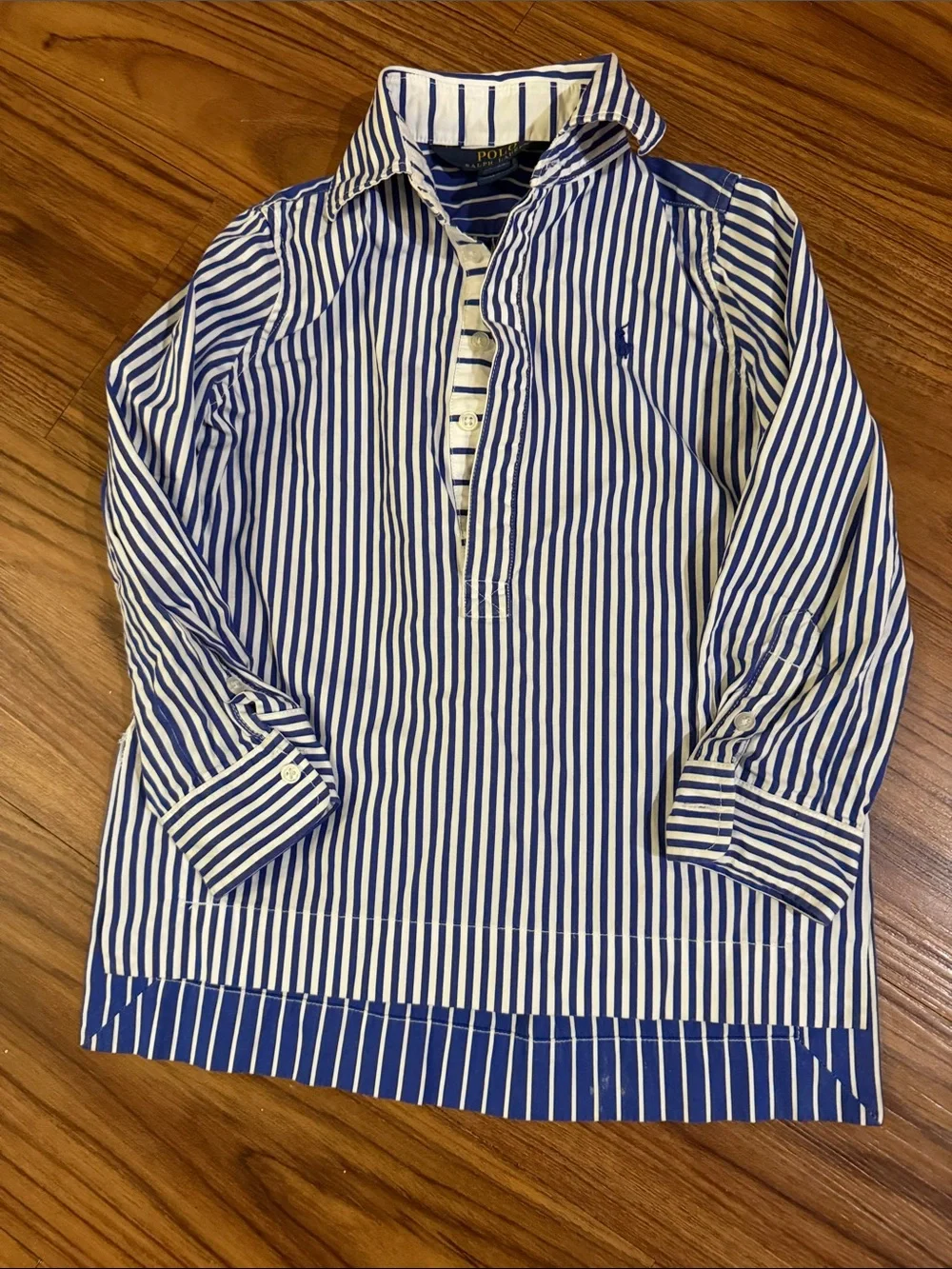 Ralph Lauren Blue and White Striped Button-Down Shirt #202